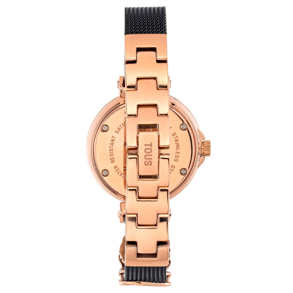 Icon Charms analogue Watch with black IP steel and pink IPRG steel bracelet