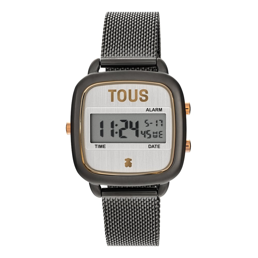 D-Logo gray IP steel and pink IPRG steel digital Watch