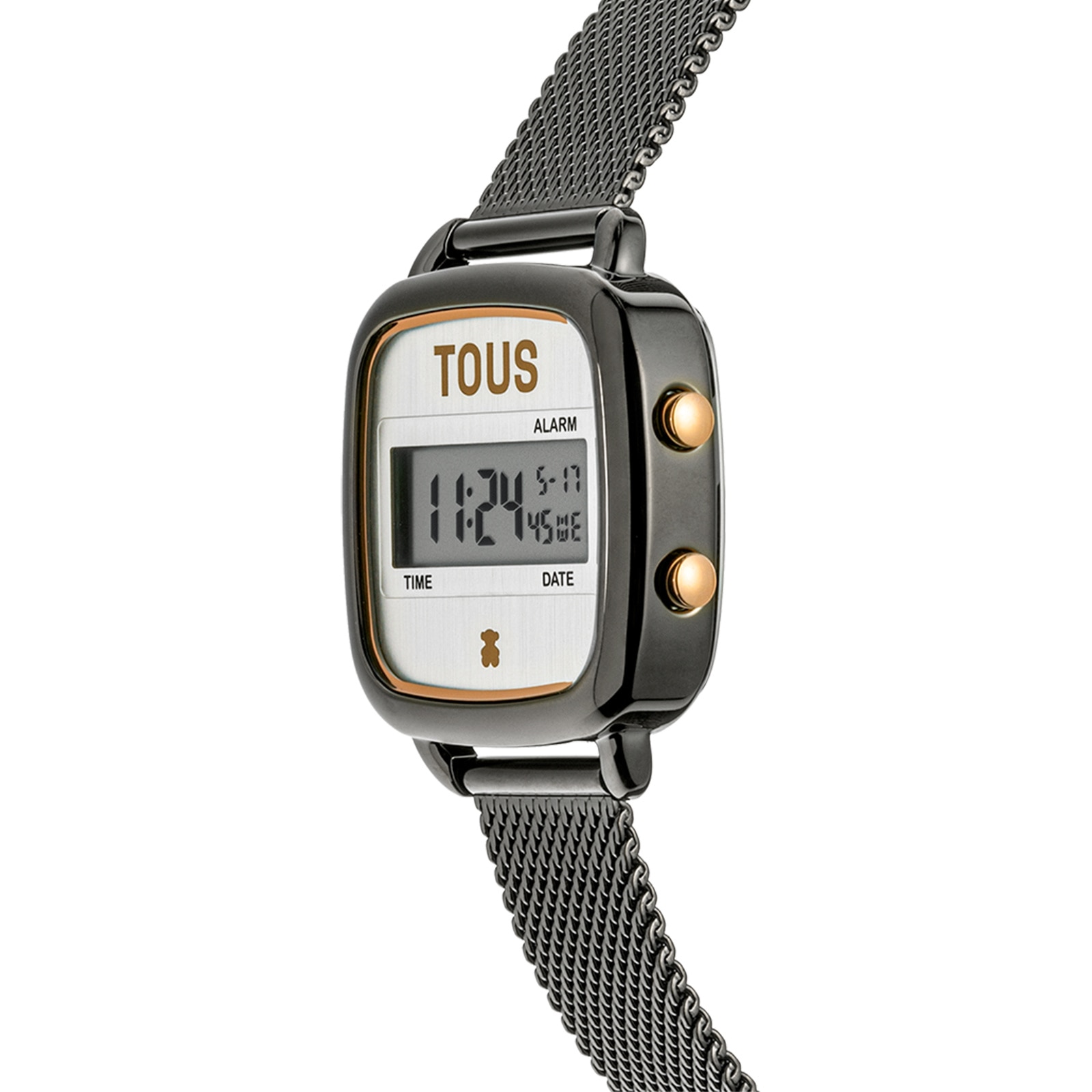 Reloj digital con brazalete de acero IPG gris D-Logo New