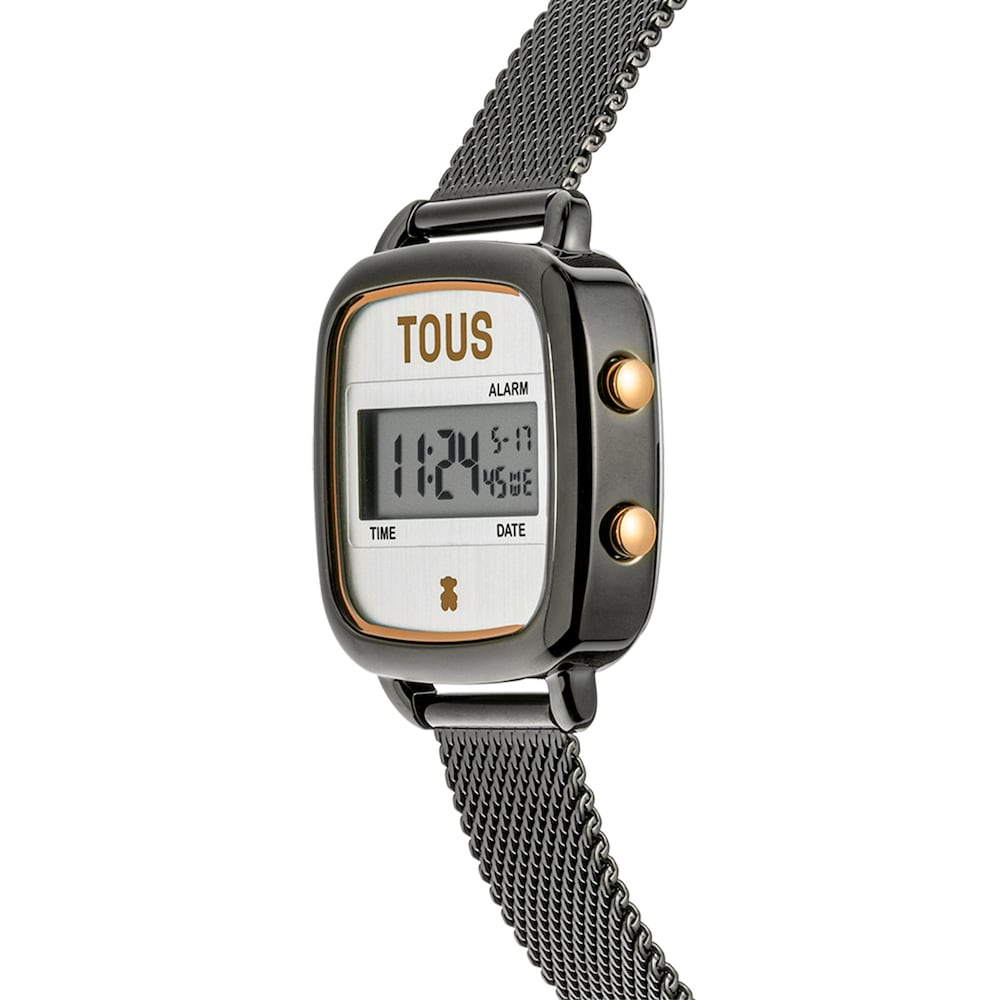 D-Logo gray IP steel and pink IPRG steel digital Watch