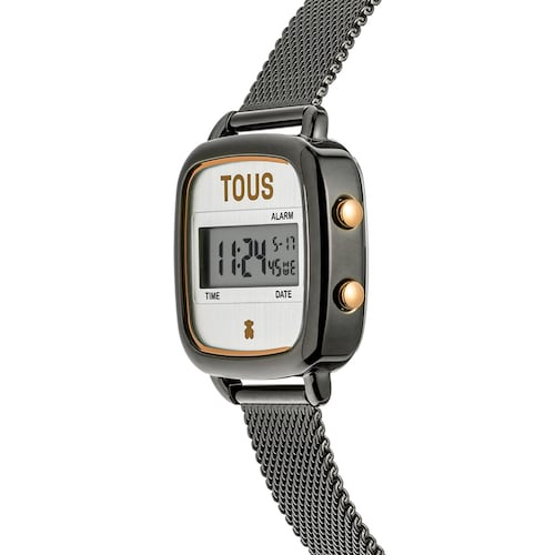 D-Logo gray IP steel and pink IPRG steel digital Watch