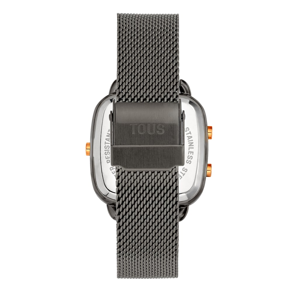 D-Logo gray IP steel and pink IPRG steel digital Watch