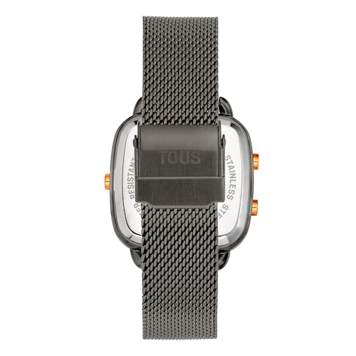 D-Logo gray IP steel and pink IPRG steel digital Watch