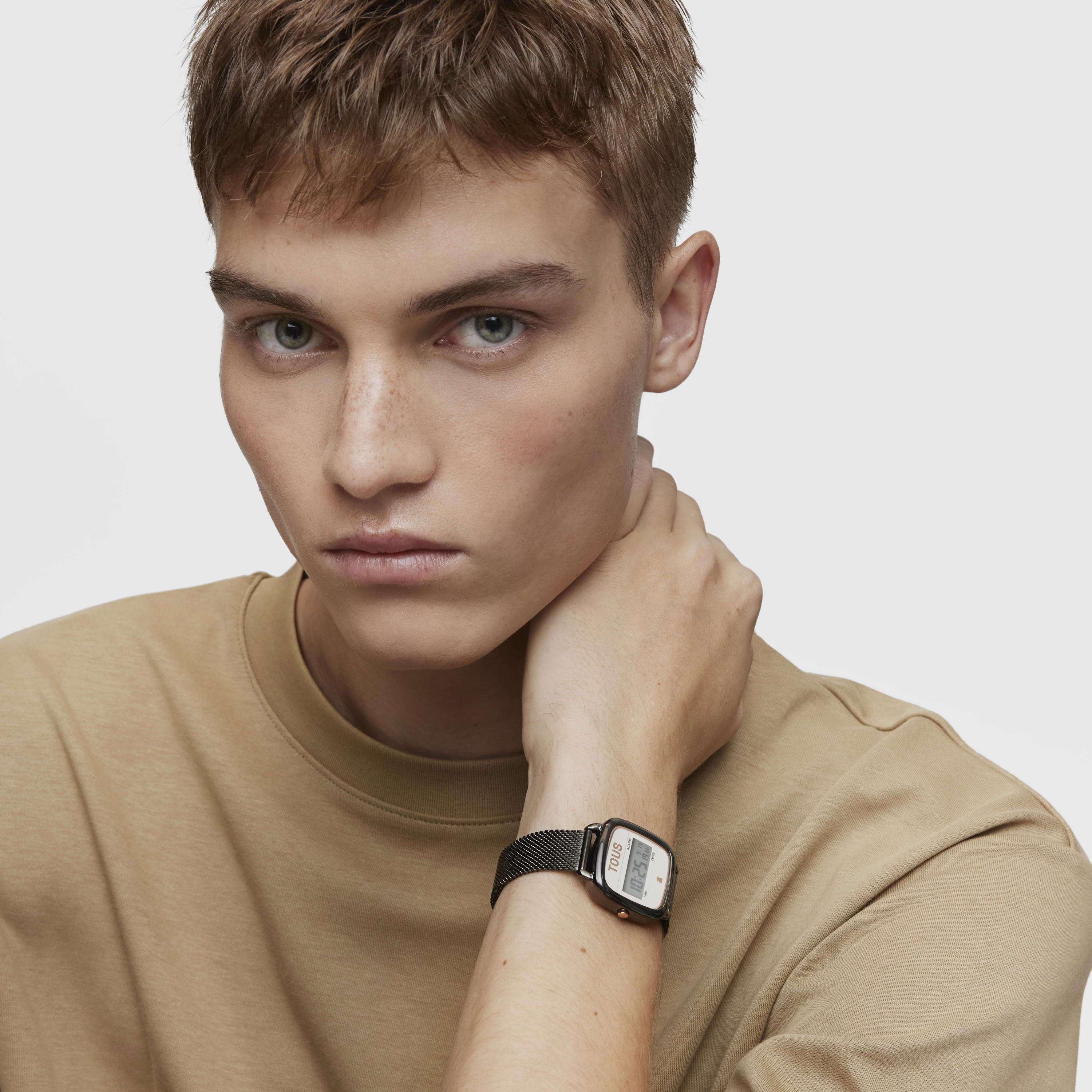 D-Logo gray IP steel and pink IPRG steel digital Watch