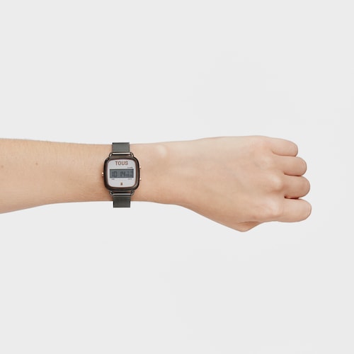 D-Logo gray IP steel and pink IPRG steel digital Watch