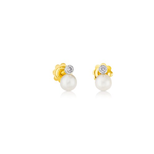 White gold Basics Earrings with diamonds and cultured pearls image number 0