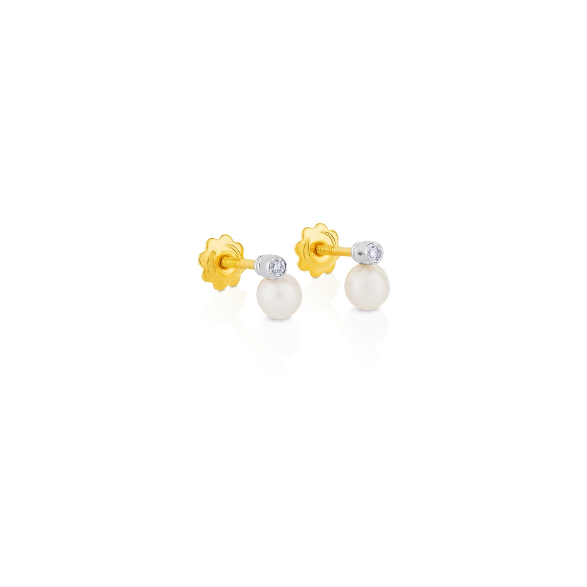 White gold Basics Earrings with diamonds and cultured pearls