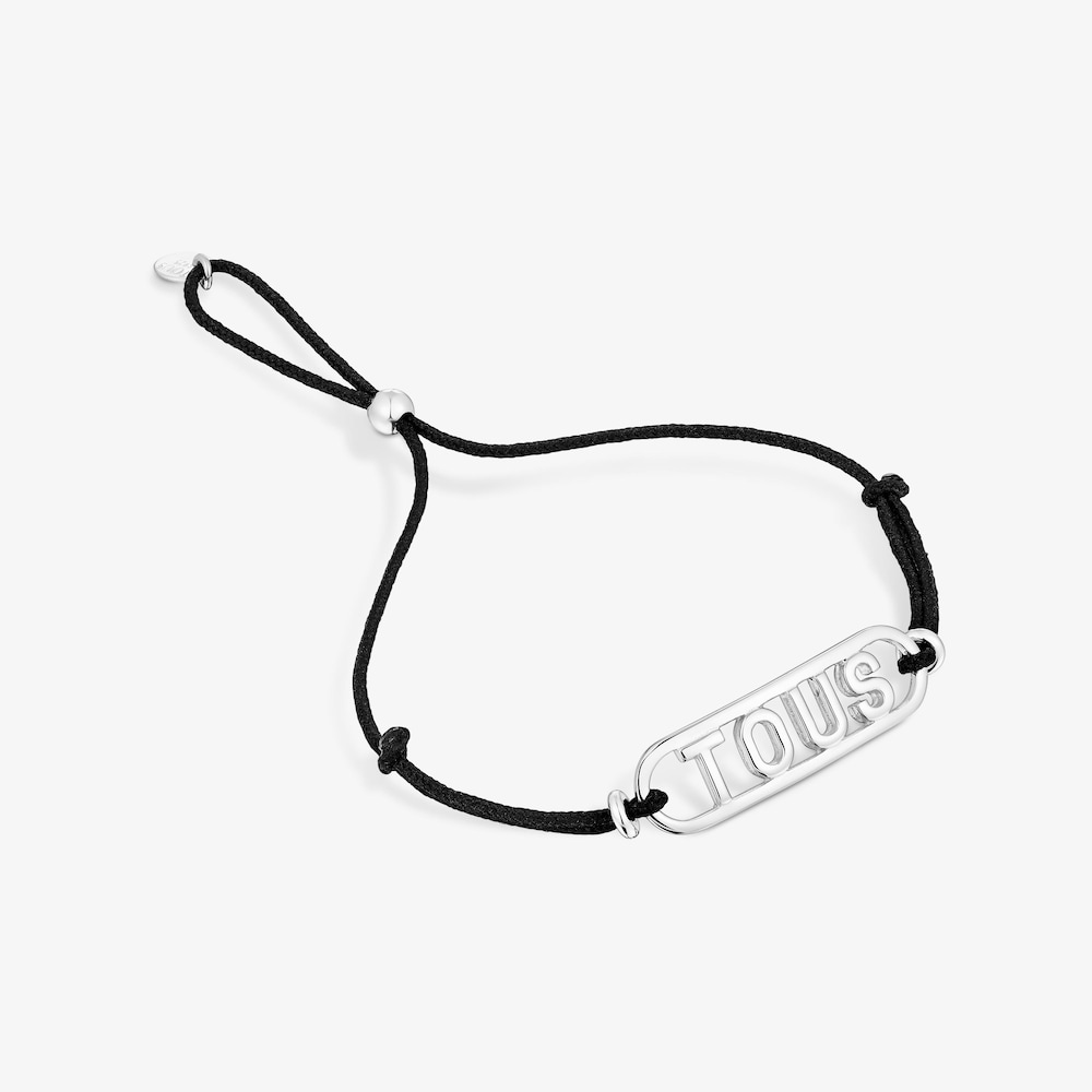 Pulseira em nylon preto e prata Logo