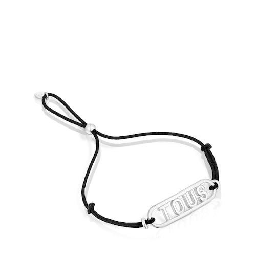 Black nylon Bracelet with silver Logo image number 0