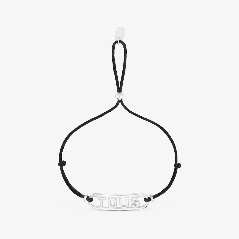 Pulseira em nylon preto e prata Logo