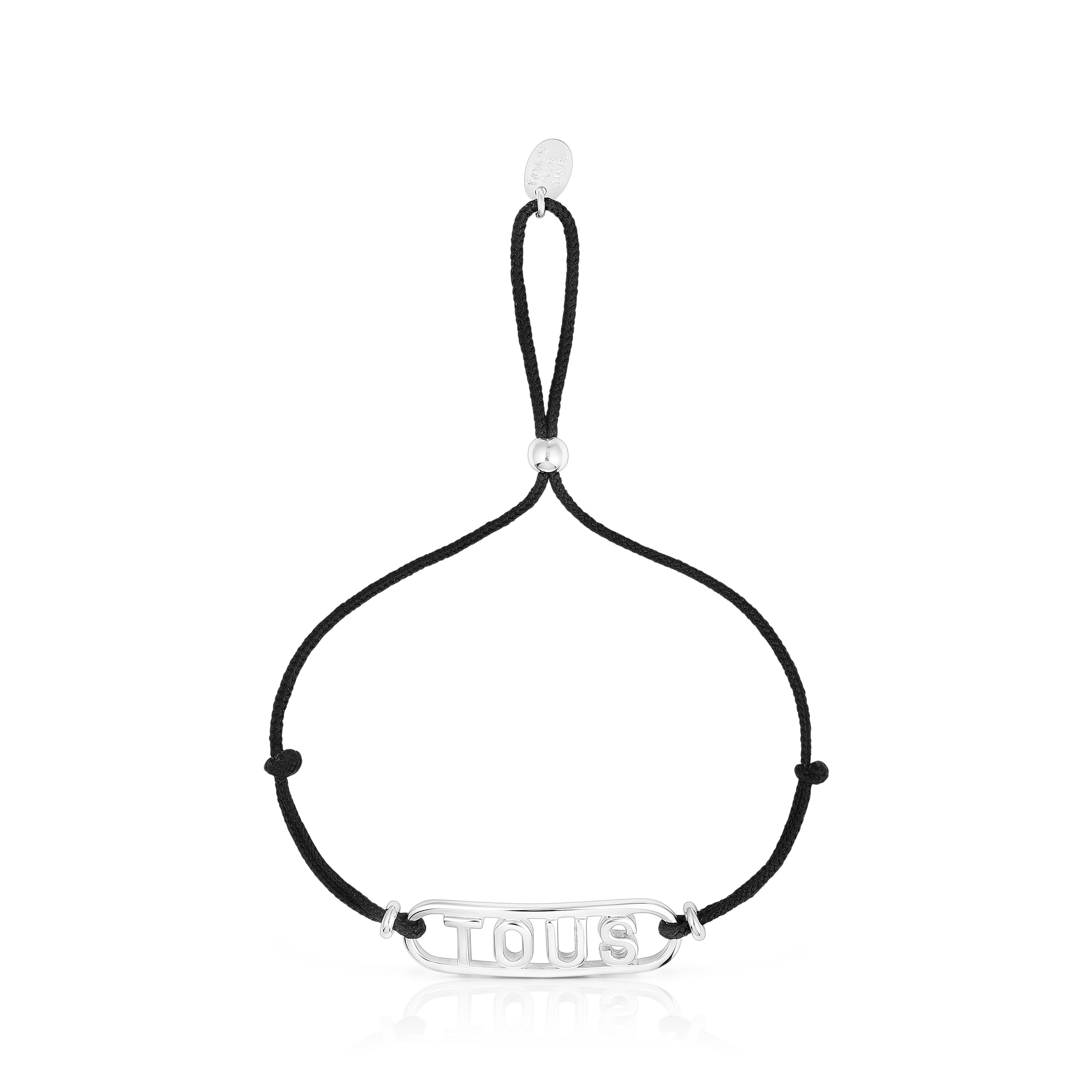 Black nylon Bracelet with silver Logo