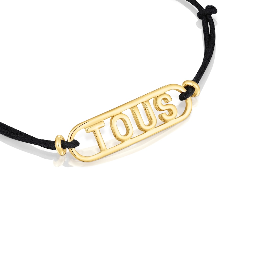 Pulsera de nylon negro con baño de oro 18 kt sobre plata Logo image number 2