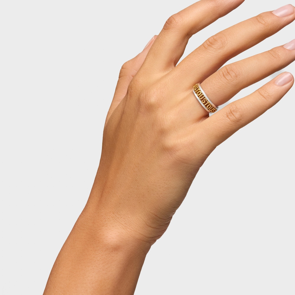 Anillo de plata y plata vermeil Logo