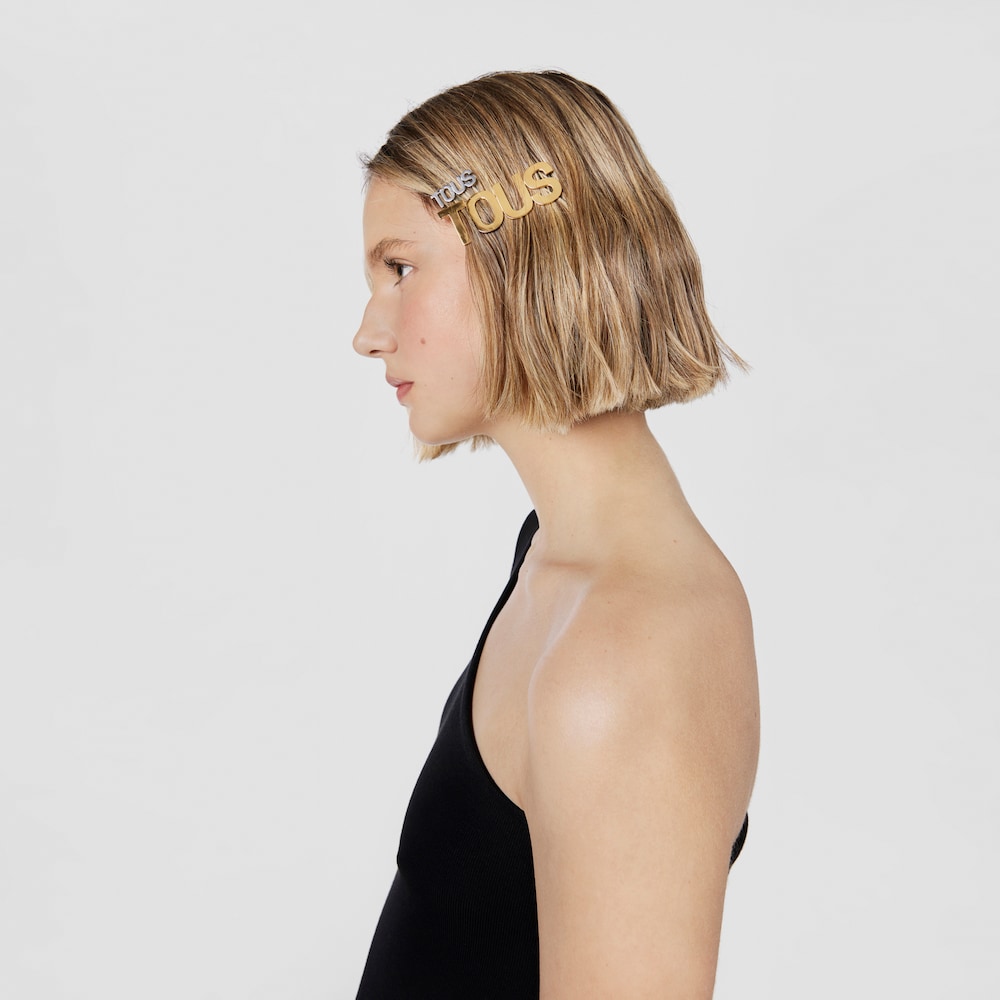 Clip grande de acero IPG dorado Logo