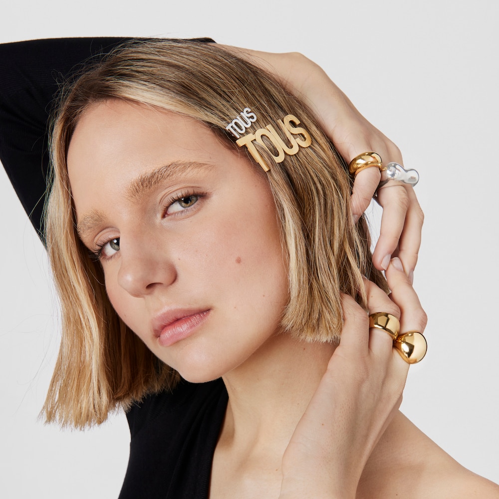 Clip grande de acero IPG dorado Logo