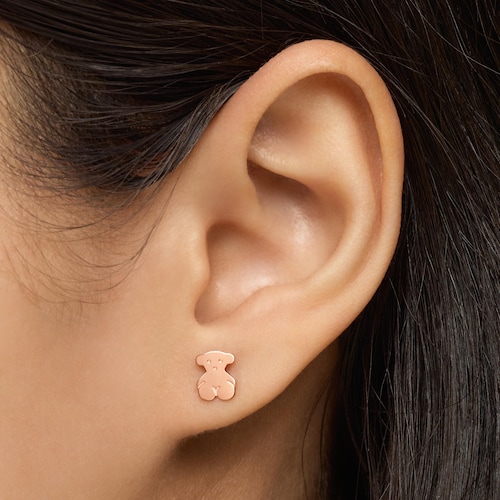 Pendientes con baño de oro rosa 18 kt sobre plata Sweet Dolls