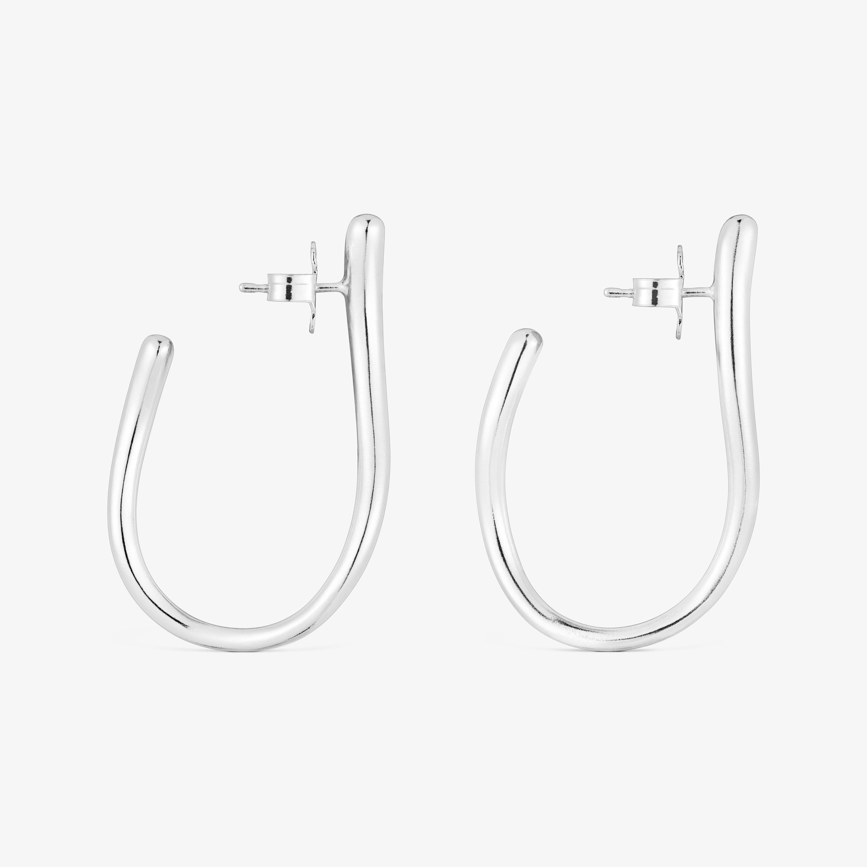 Silver wave-shaped Hoop earrings New Hav