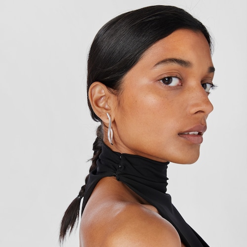 Silver wave-shaped Hoop earrings New Hav