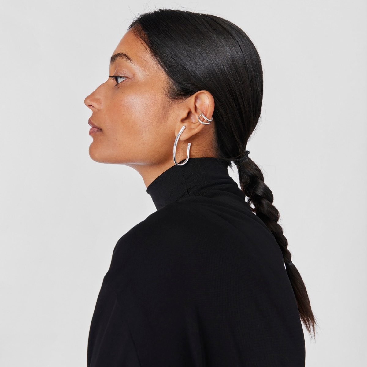 Silver wave-shaped Hoop earrings New Hav