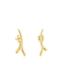 Pendientes con baño de oro 18 kt sobre plata doble onda New Hav