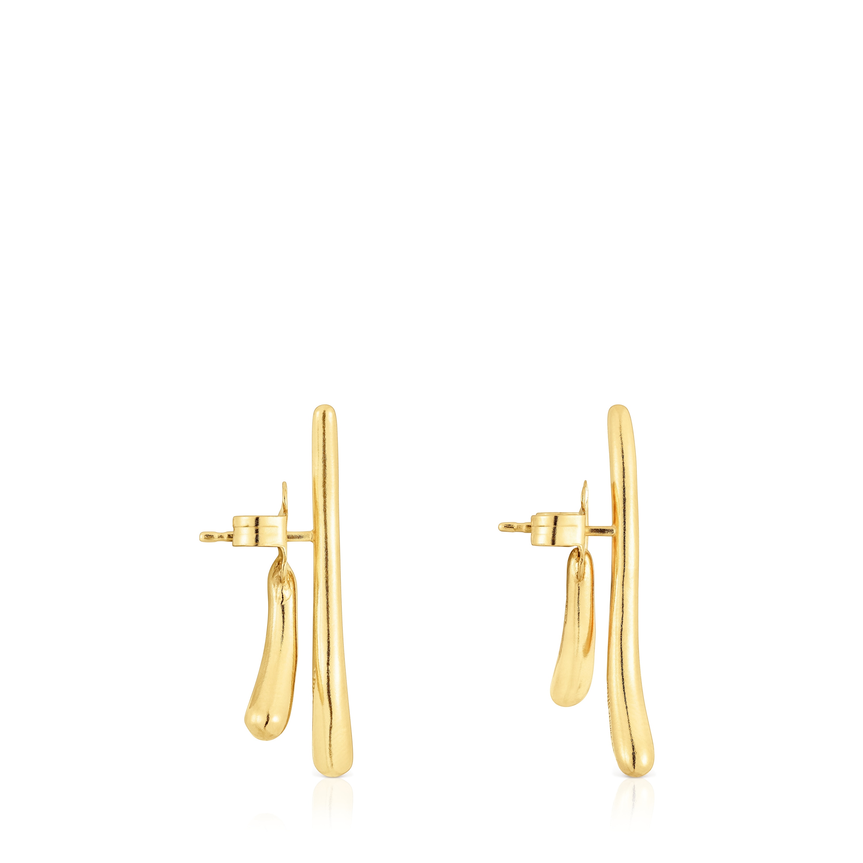 Pendientes con baño de oro 18 kt sobre plata doble onda New Hav