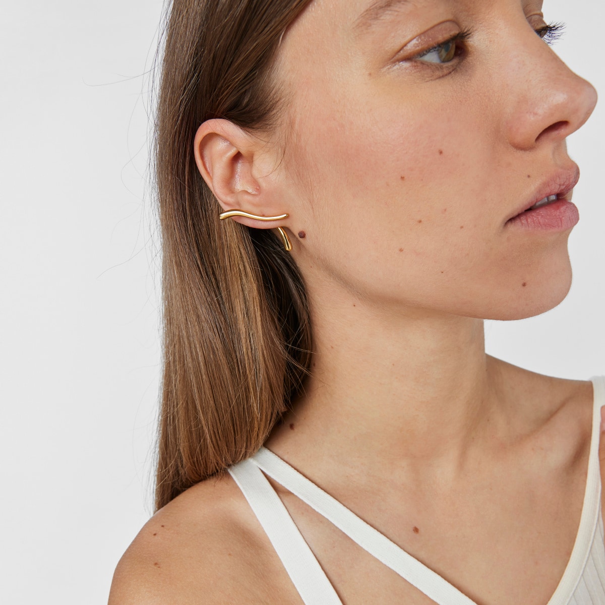 Silver vermeil double-wave Earrings New Hav