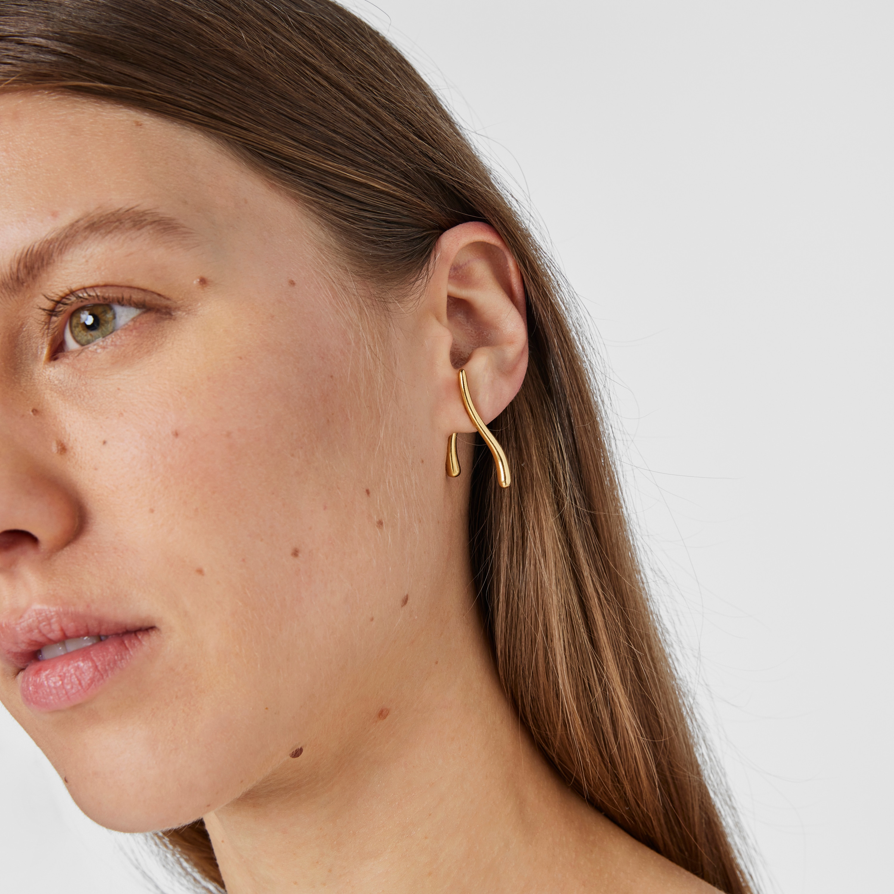 Pendientes con baño de oro 18 kt sobre plata doble onda New Hav