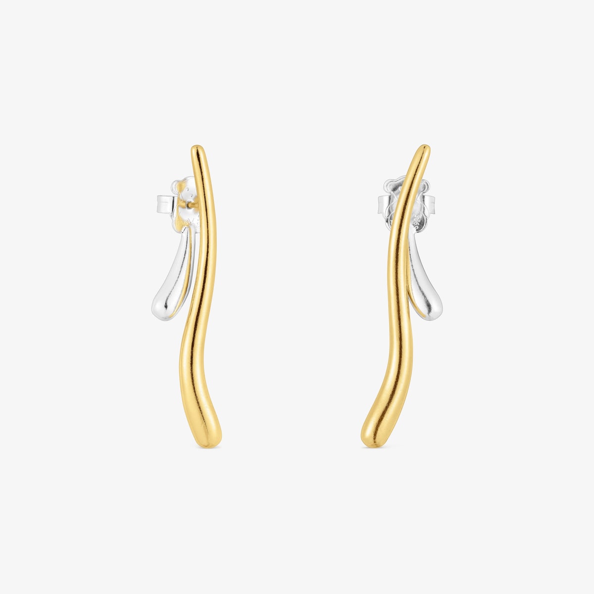 Tous - Pendientes Bicolor Doble Onda New Hav - Plateado