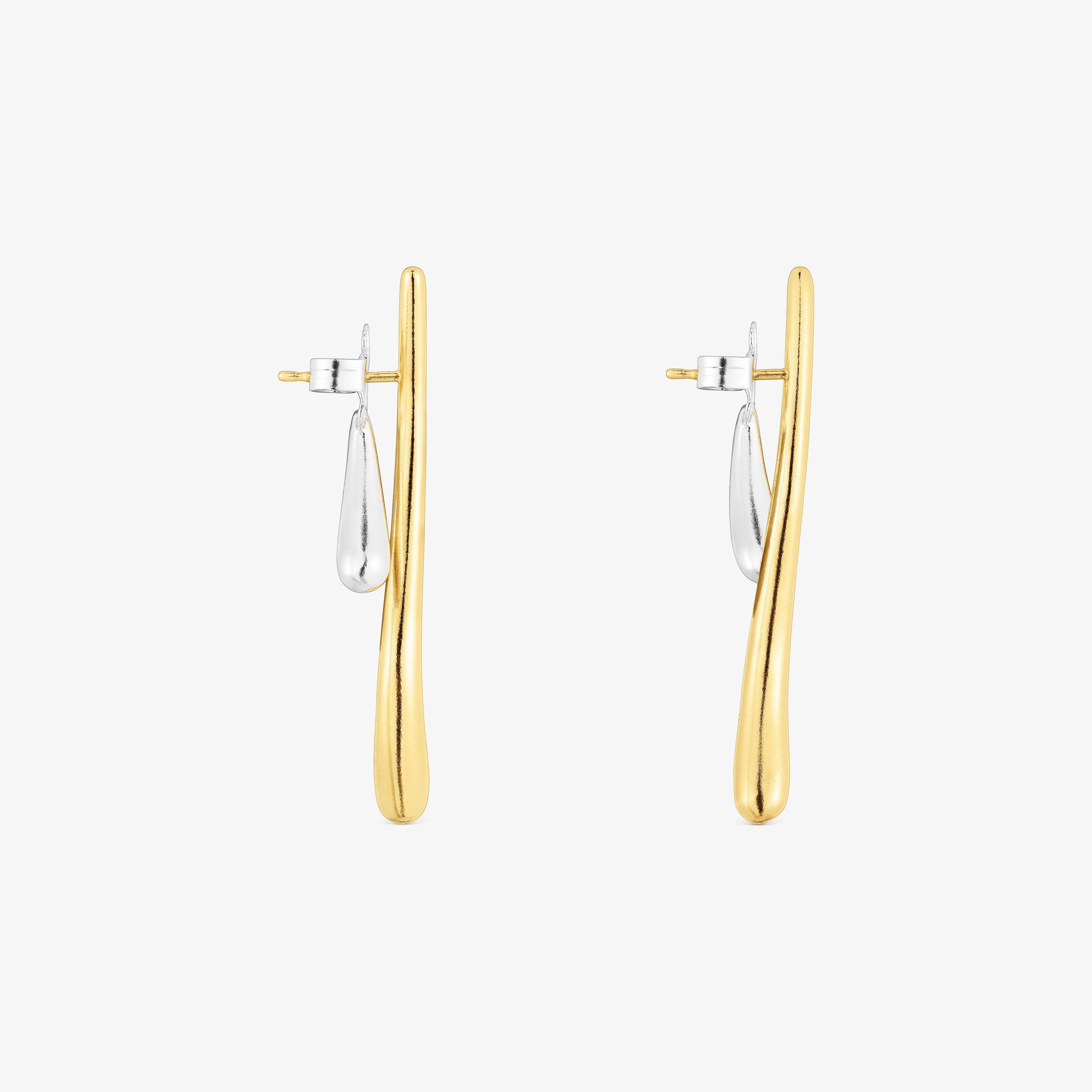 Silver and silver vermeil double-wave Earrings New Hav