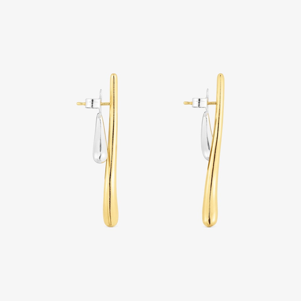 Kolczyki podw&oacute;jna fala ze srebra i srebra vermeil New Hav