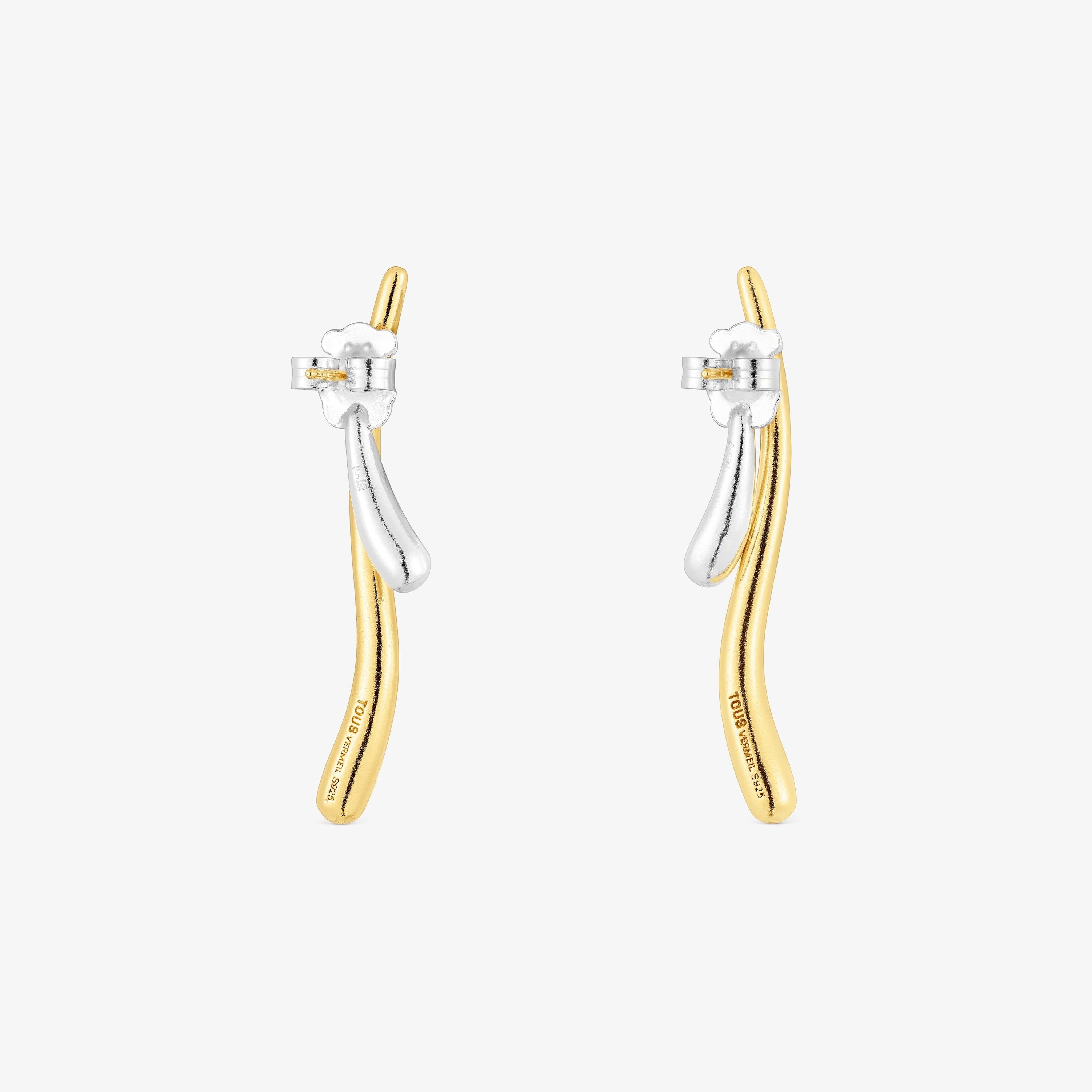 Silver and silver vermeil double-wave Earrings New Hav