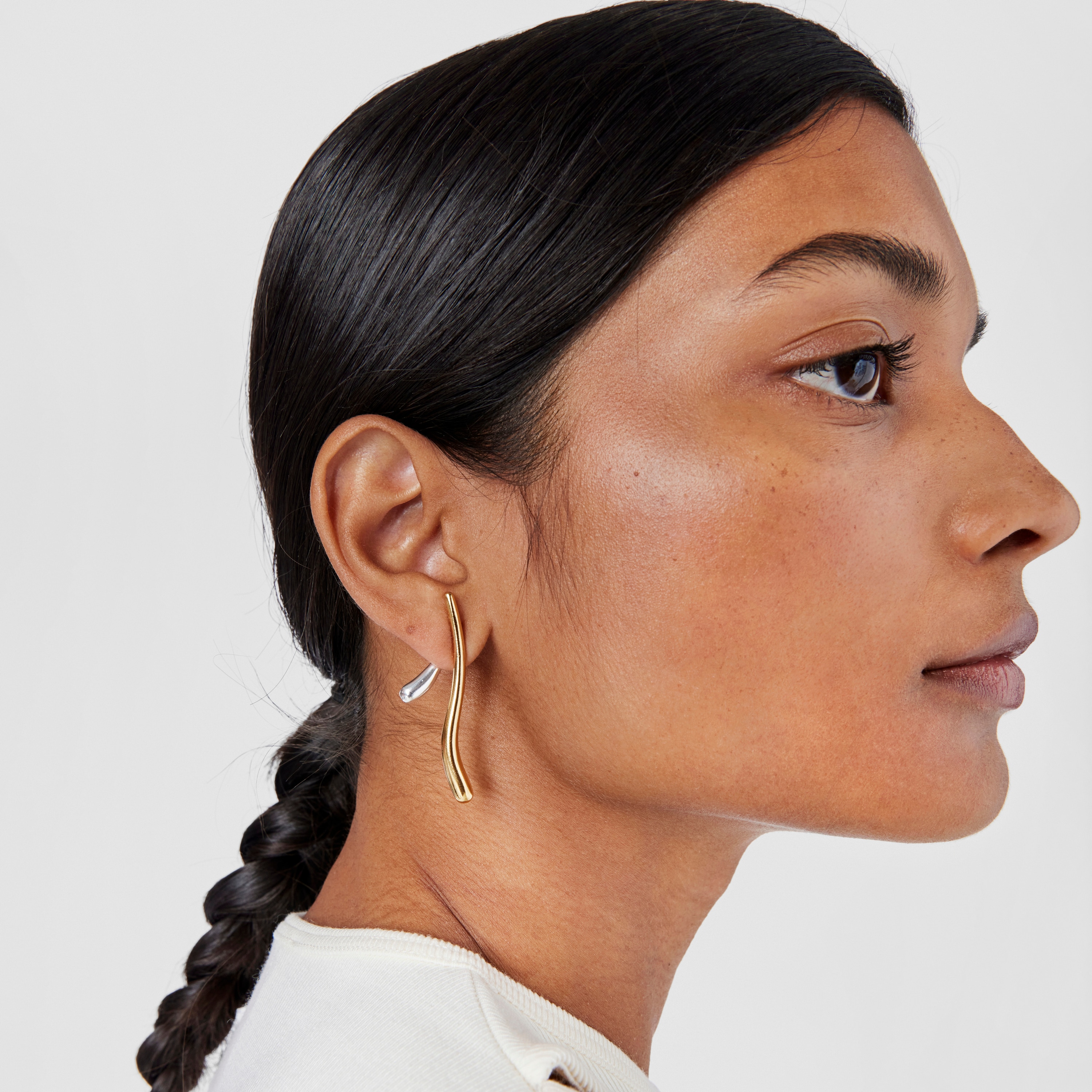 Silver and silver vermeil double-wave Earrings New Hav