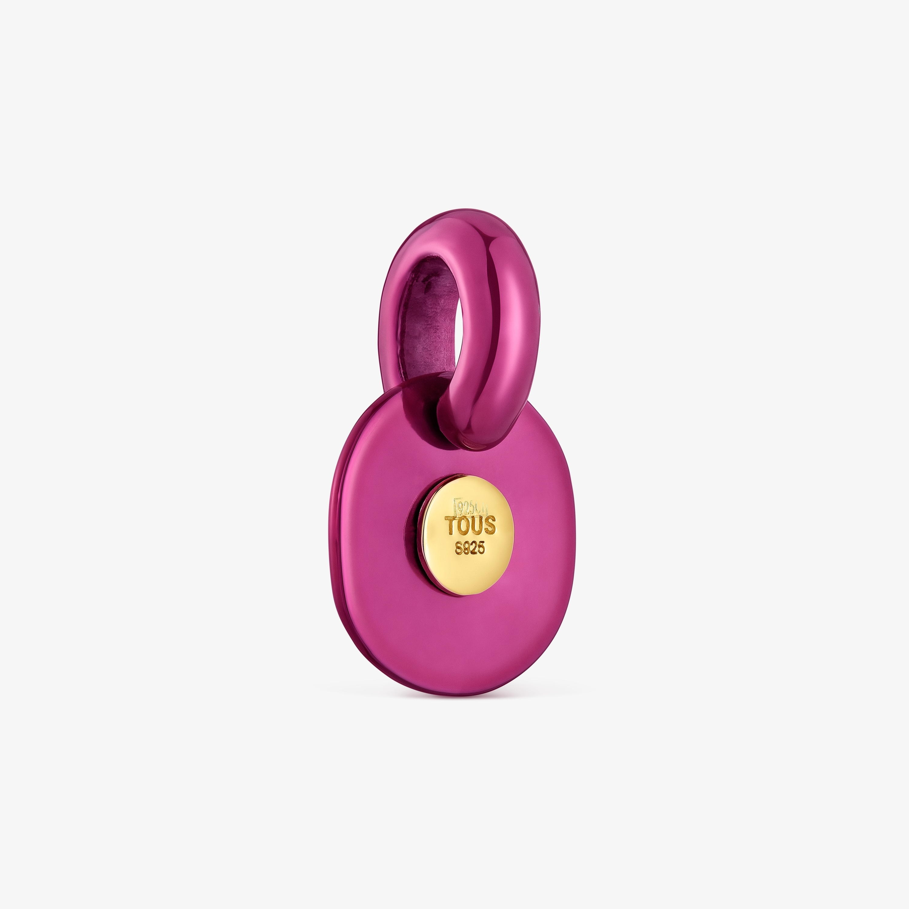 Oursin fuchsia silver Pendant