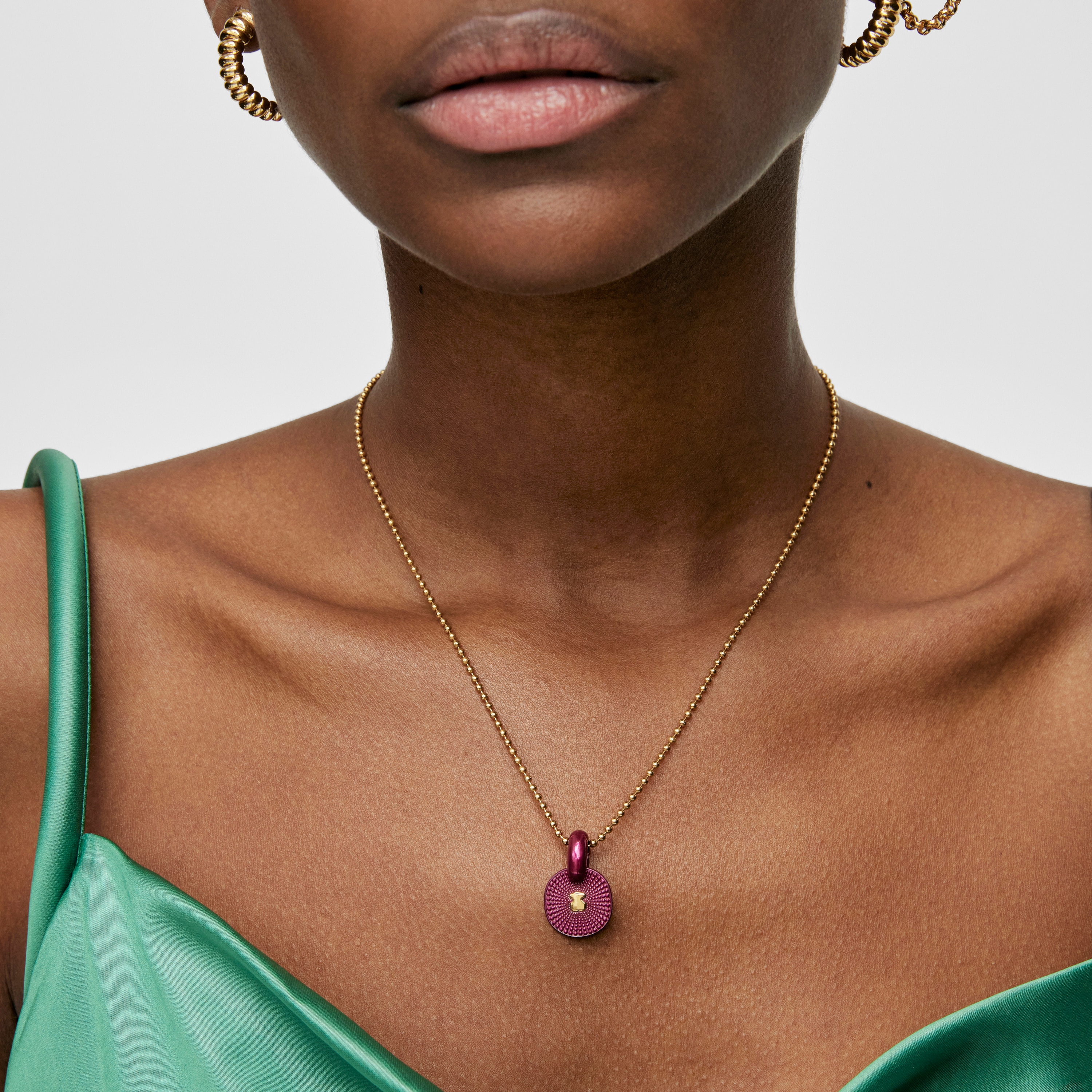 Oursin fuchsia silver Pendant