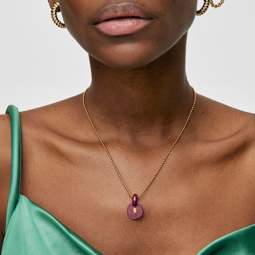 Oursin fuchsia silver Pendant
