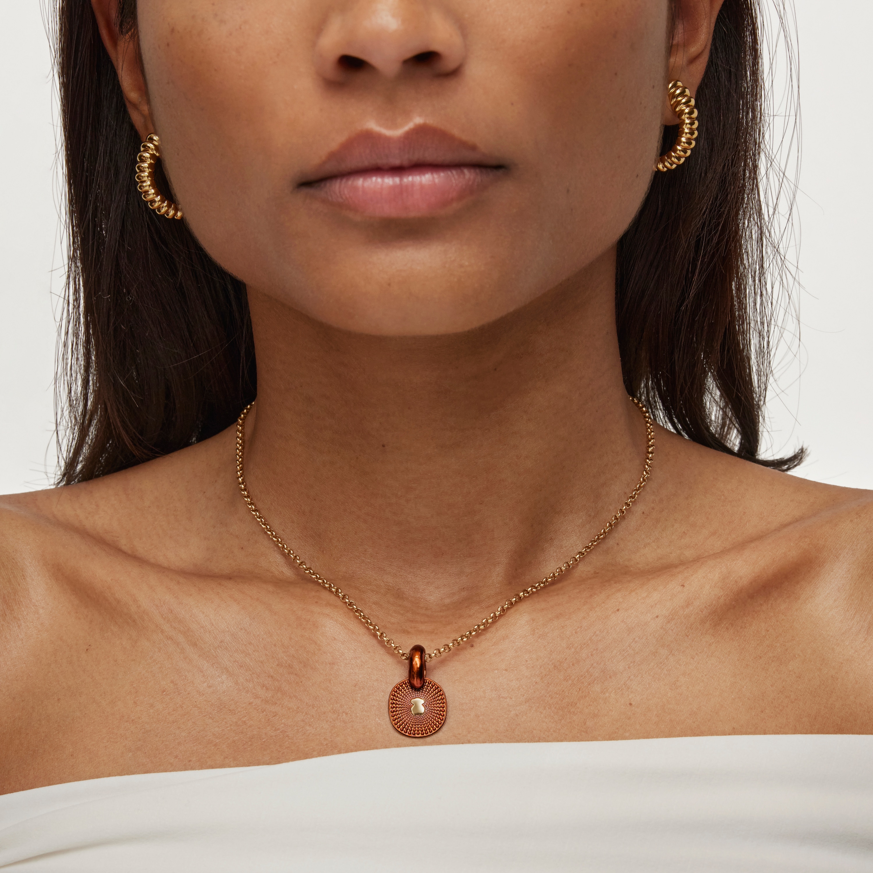 Oursin orange silver Pendant