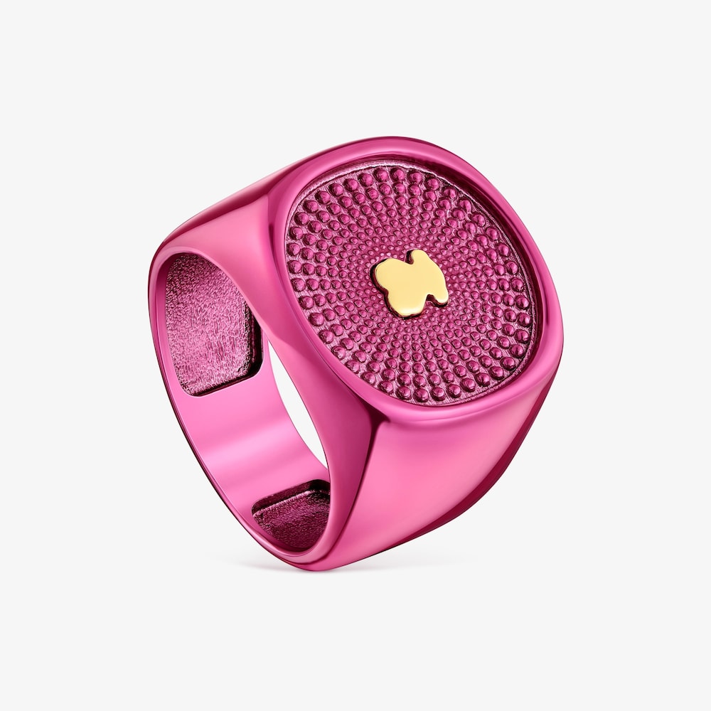 Sello de plata en color fucsia Oursin