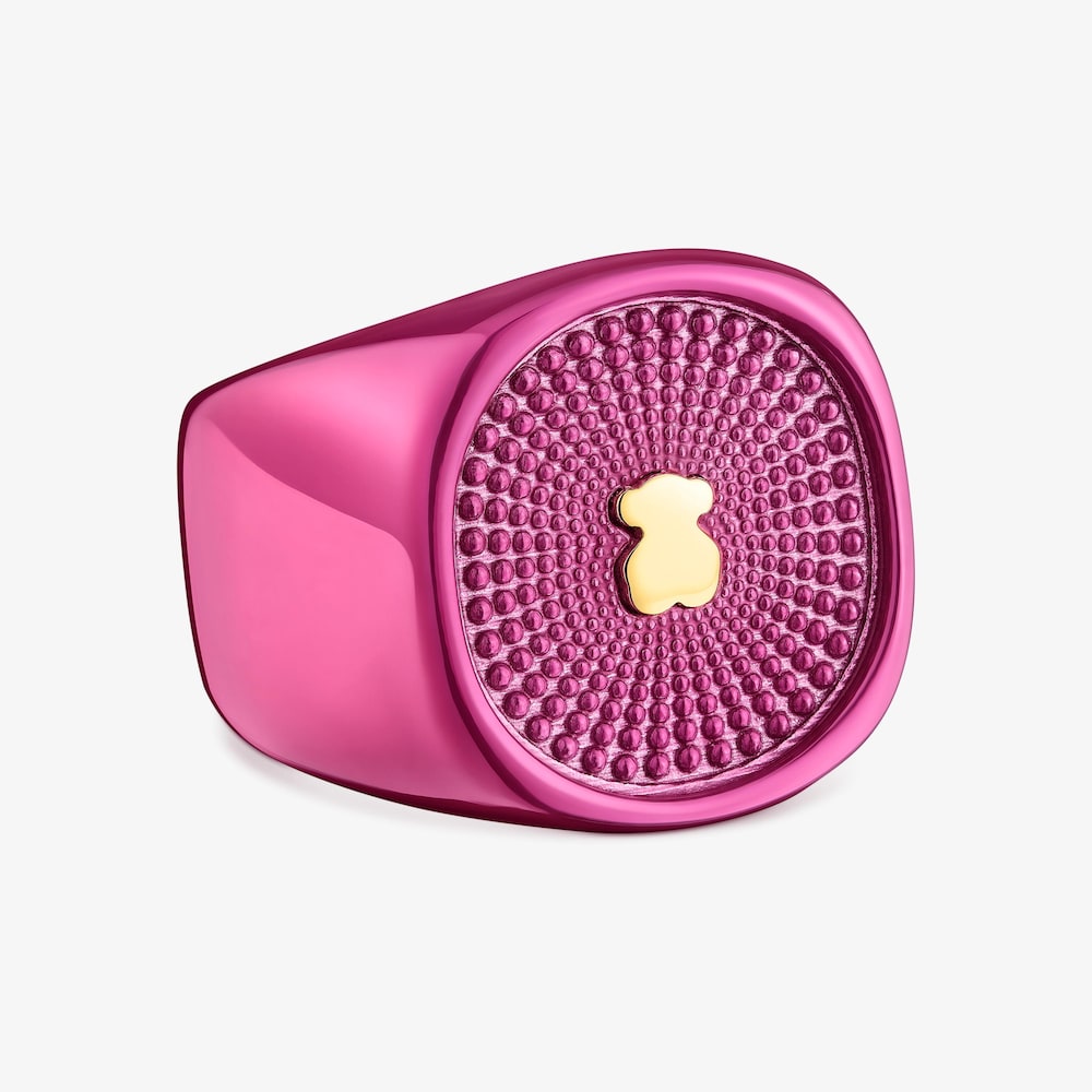 Sello de plata en color fucsia Oursin