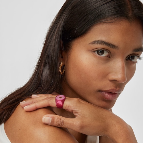 Sello de plata en color fucsia Oursin