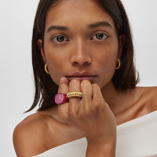 Sello de plata en color fucsia Oursin