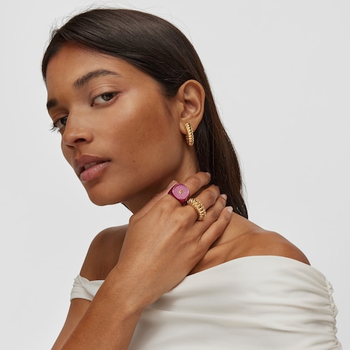 Sello de plata en color fucsia Oursin