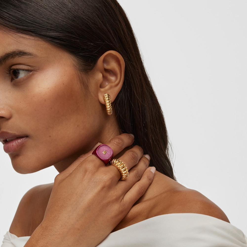 Sello de plata en color fucsia Oursin