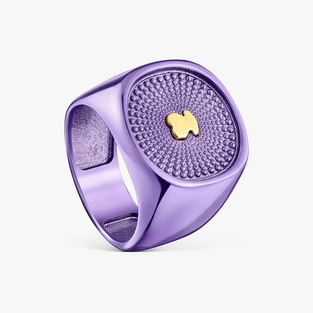 Svetlofialov&yacute; strieborn&yacute; Pečatn&yacute; prsteň Oursin