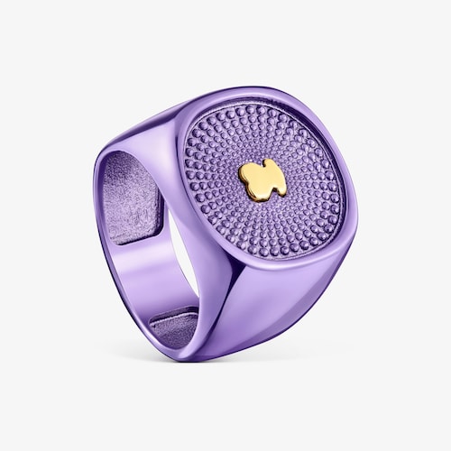 Svetlofialov&yacute; strieborn&yacute; Pečatn&yacute; prsteň Oursin