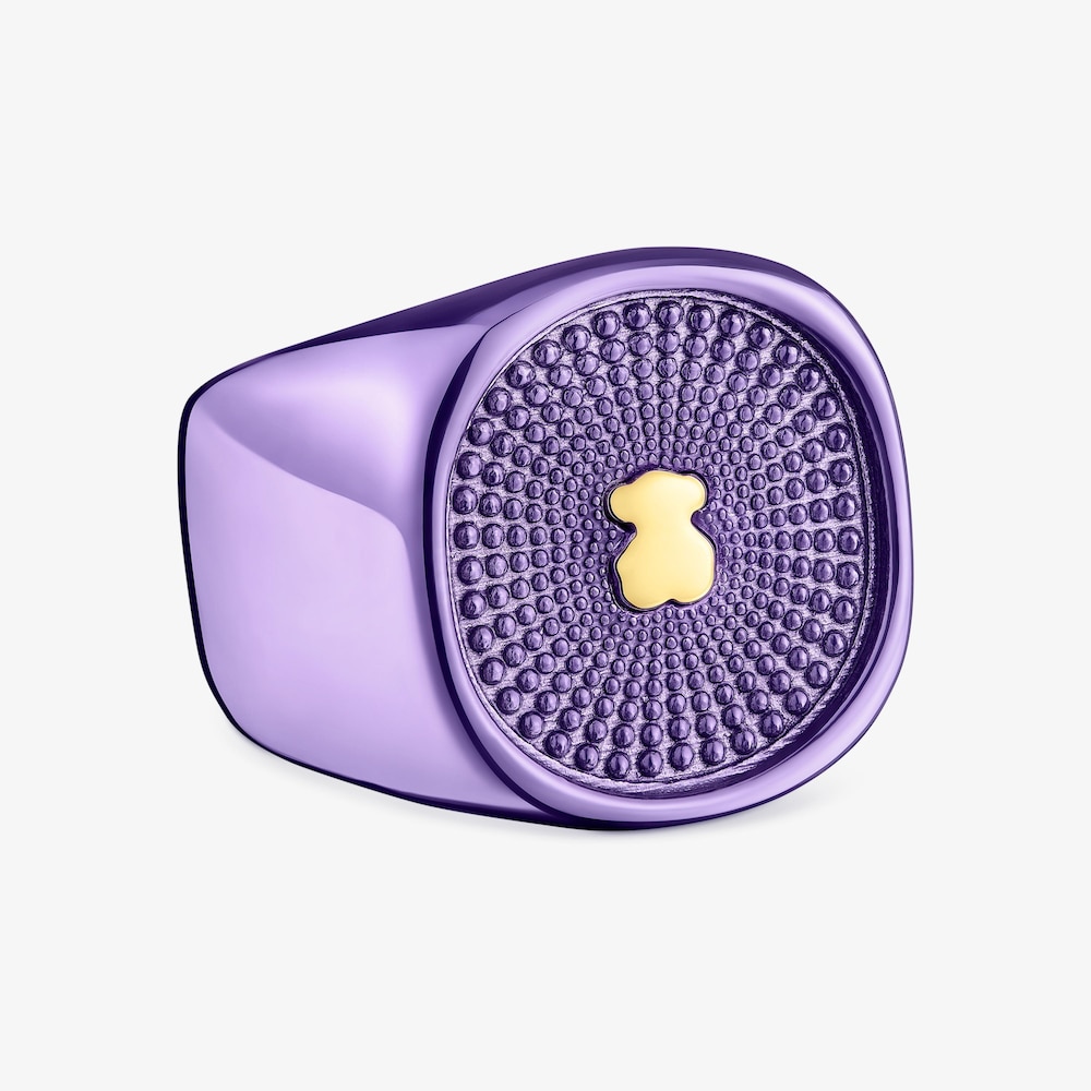 Svetlofialov&yacute; strieborn&yacute; Pečatn&yacute; prsteň Oursin