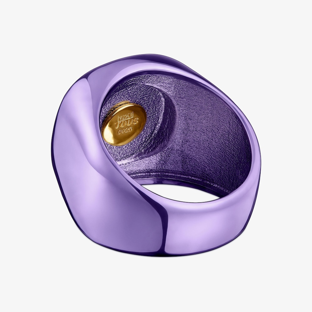 Svetlofialov&yacute; strieborn&yacute; Pečatn&yacute; prsteň Oursin