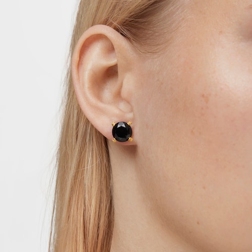 Earrings with 18kt gold plating over silver and onyx Cachito Mío