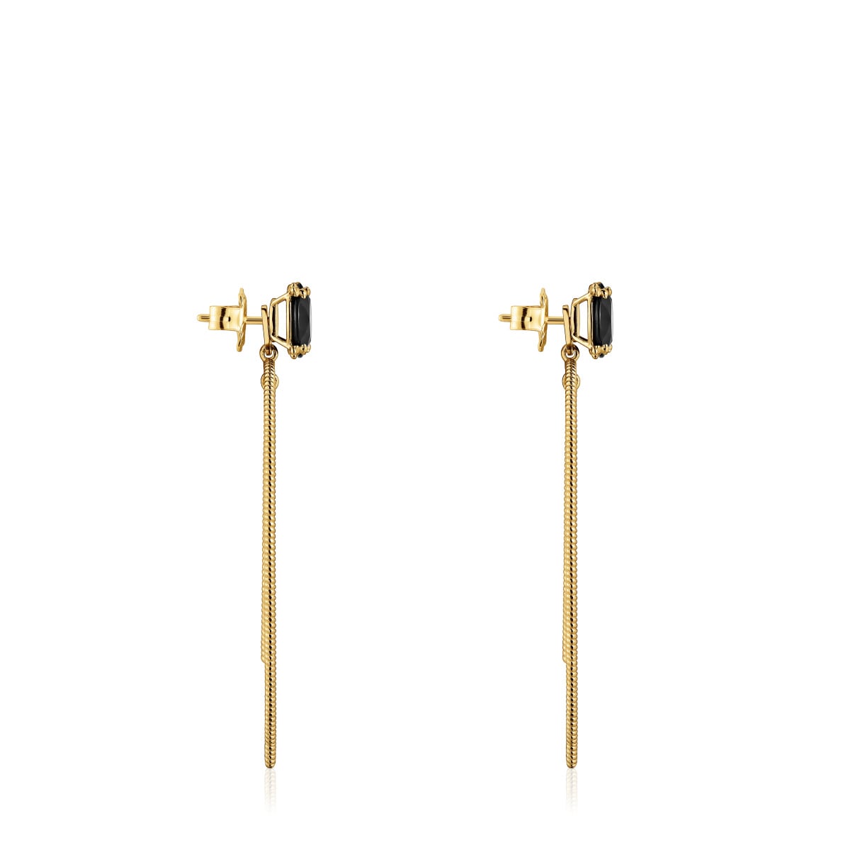Hoop earrings with 18kt gold plating over silver and onyx Cachito Mío