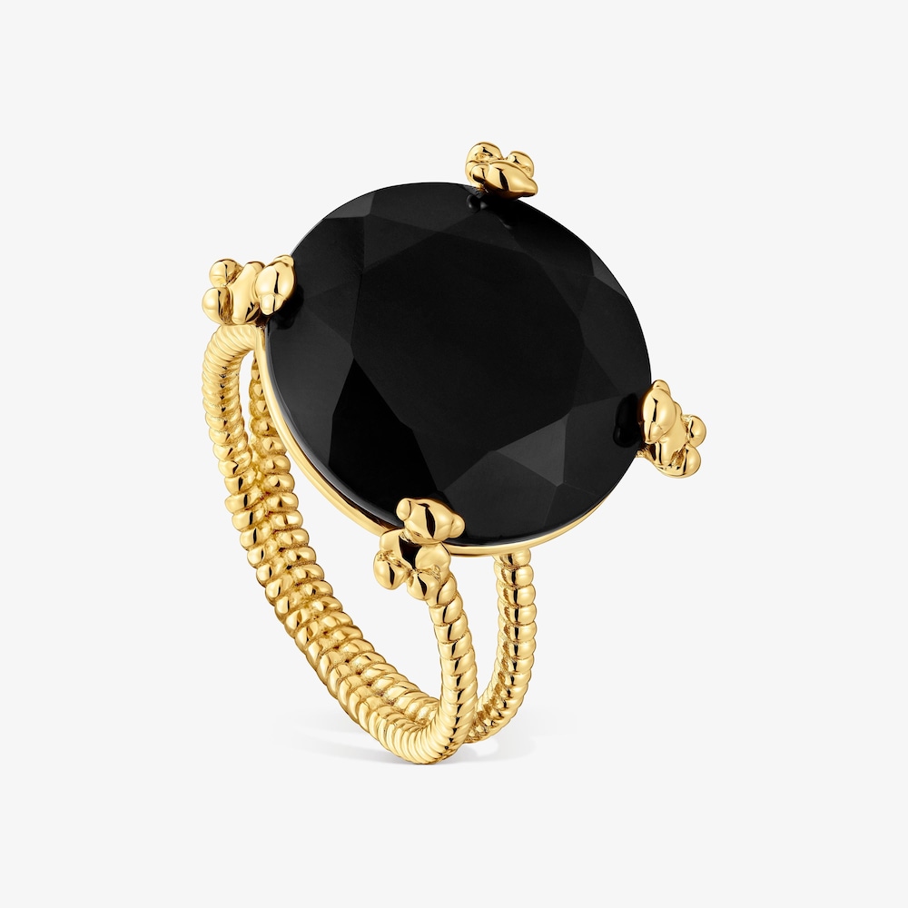 Ring with 18K gold vermeil and onyx Cachito M&iacute;o