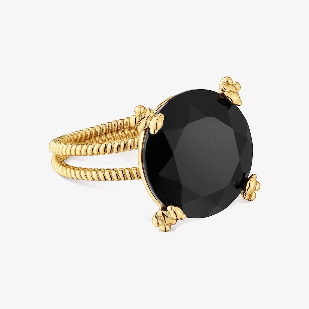 Ring with 18K gold vermeil and onyx Cachito M&iacute;o
